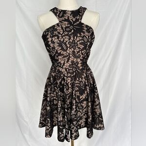Windsor Lace Black/Nude Cocktail Mini Dress
